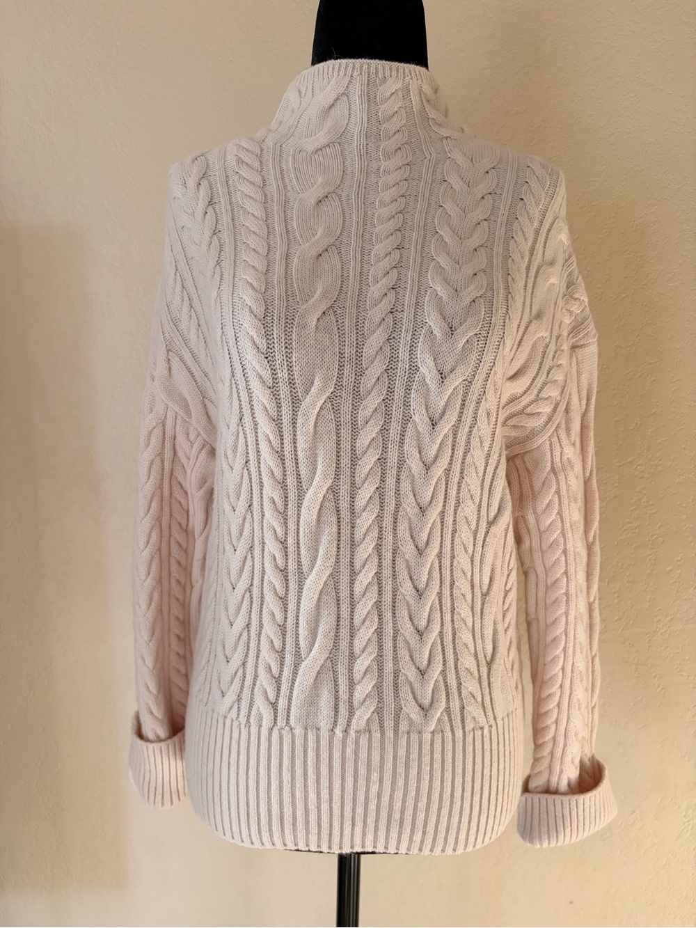 COS Cable Knit Turtleneck Sweater in Pale Cream